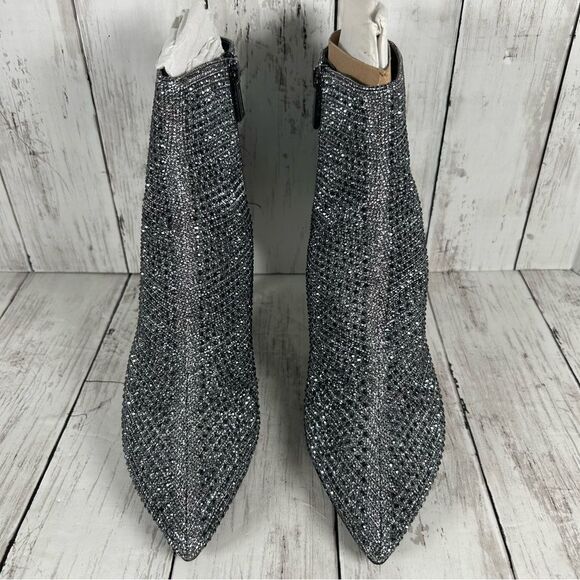 Michael Kors Katerina Black Silver Stud Crystal Embellished Bootie Sz 10 NEW - Picture 6 of 8